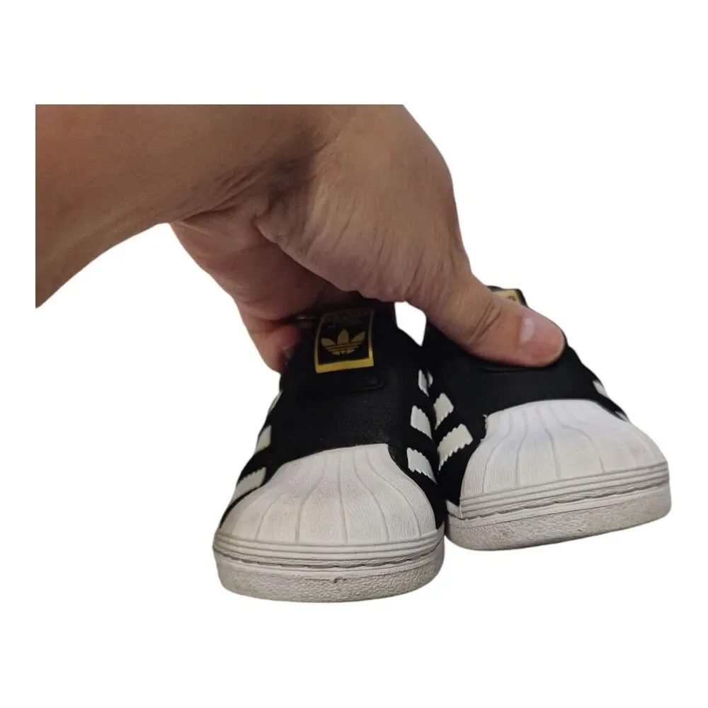 Adidas Superstar 360 Black White Gold Metallic Toddler Athletic Sneaker Size 5